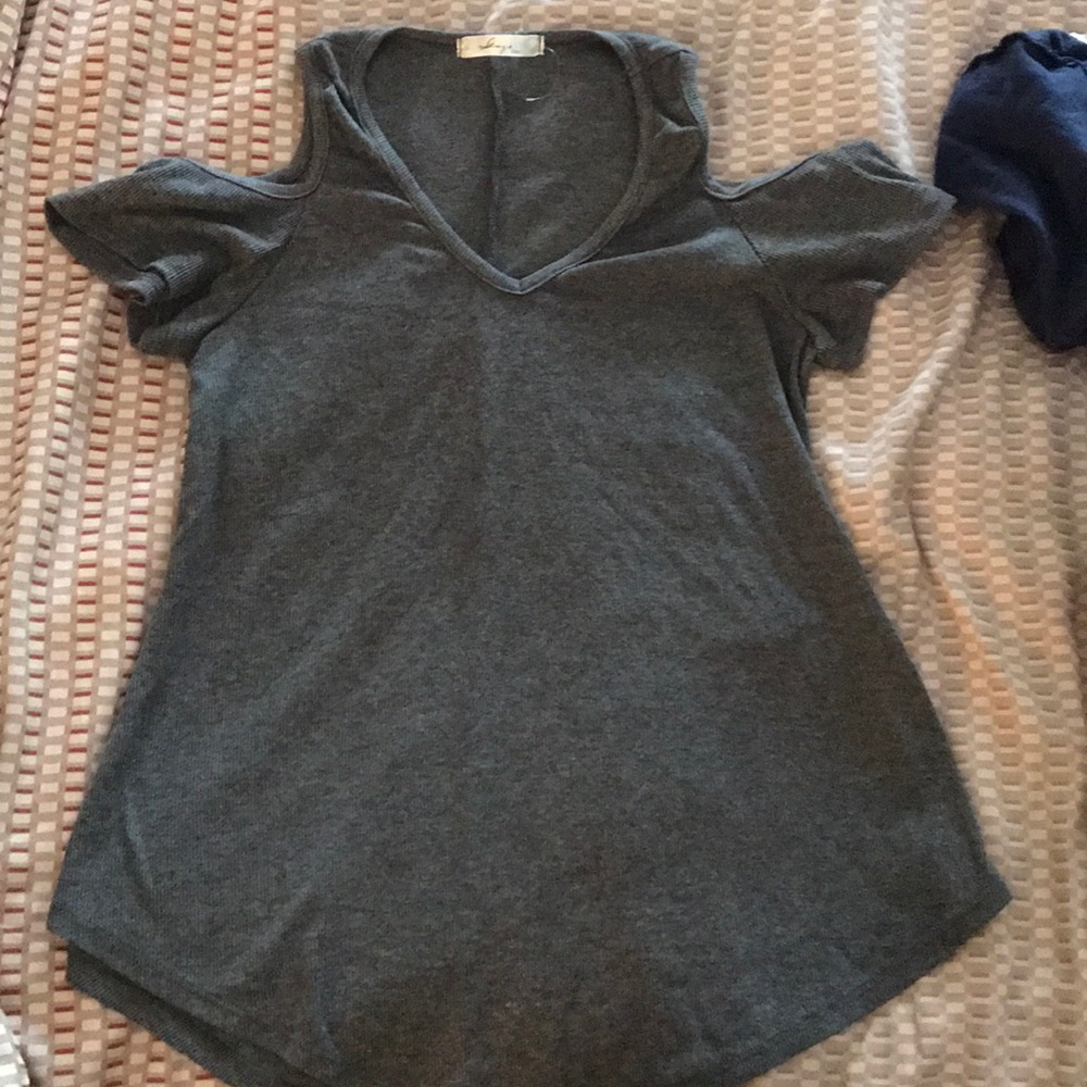 Gray Cold Shoulder T-shirt